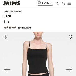 NWT SKIMS Black Cotton Jersey Cami Tank